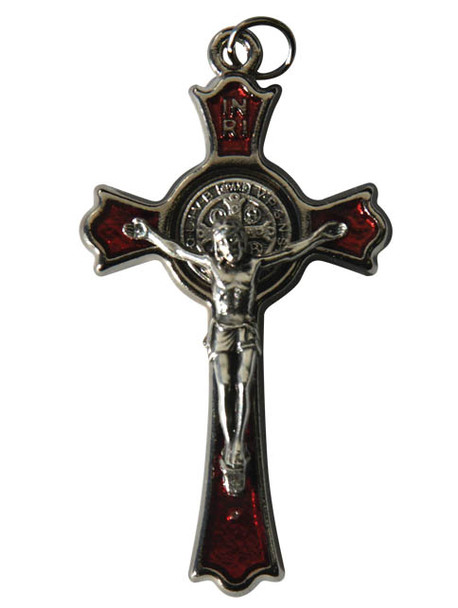 St Benedict Crucifix: Red Enamel 6cm (CRSB50)