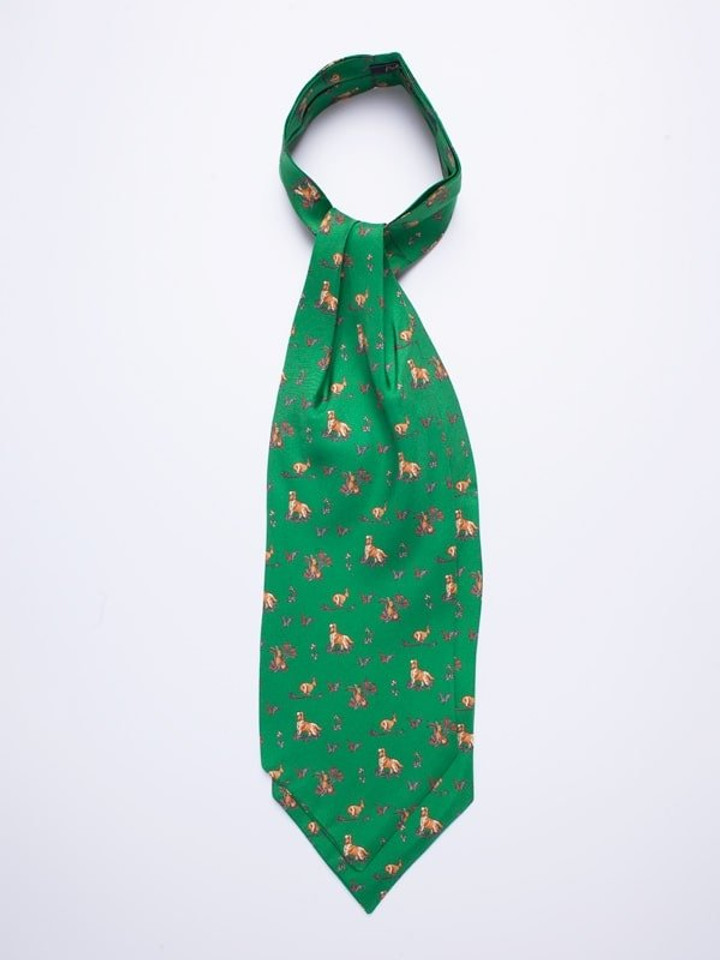 Green Hare and Hounds Silk Cravat