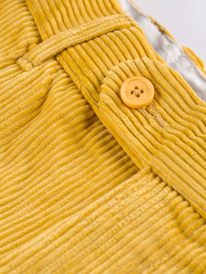 Men's Corn Yellow Corduroy Trousers Button