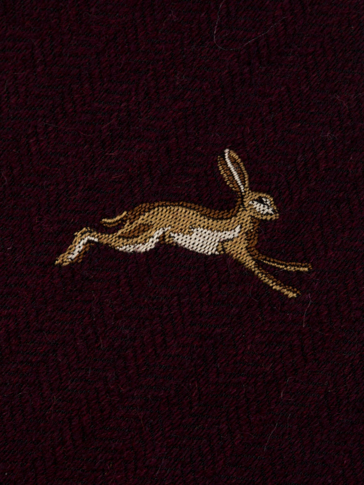 Men's Claret Red Wine Leaping Hare Close Up
