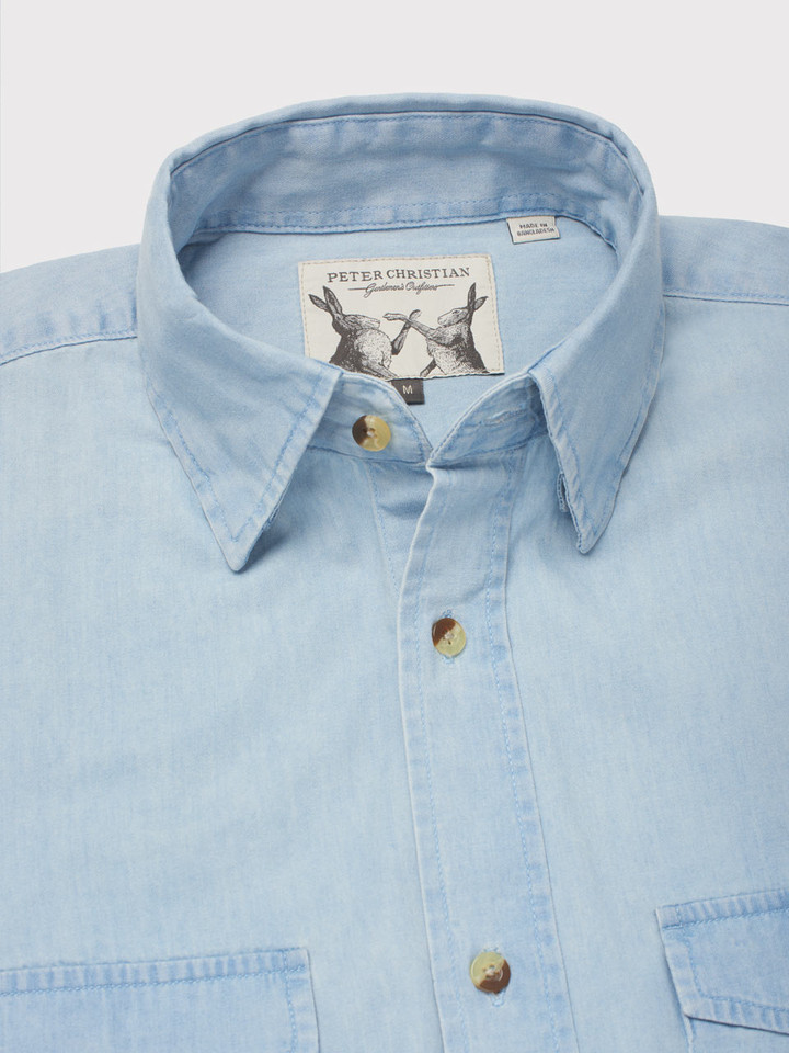 Men's Cotton Chambray Shirt Collar