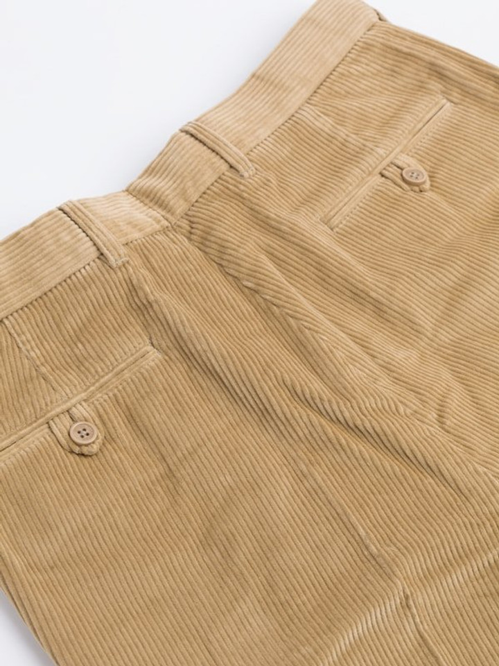 Close Up of Men's Sand Brown Corduroy Trousers Rear Pockets