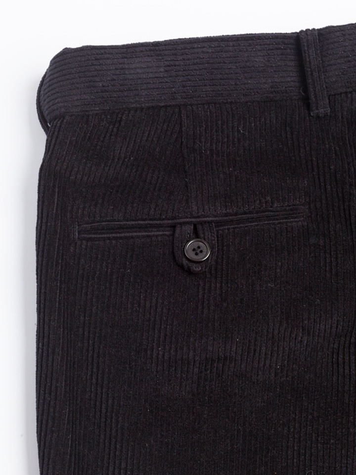 Close Up of Men's Black Corduroy Trousers Fabric