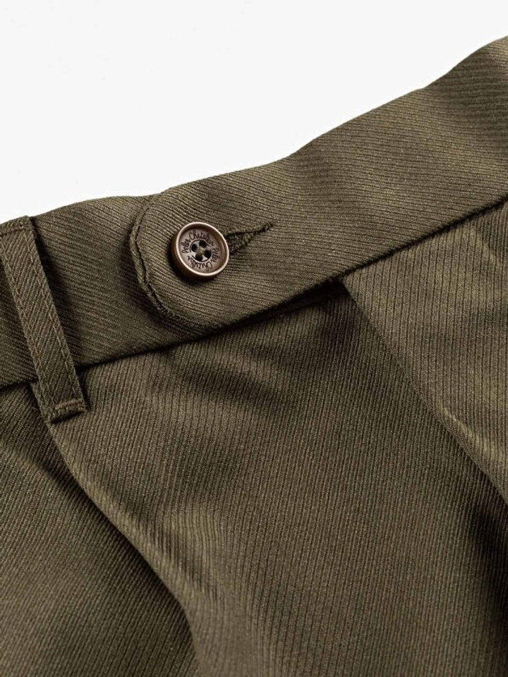 Green Cavalry Twill Wool Trousers  Buttoned