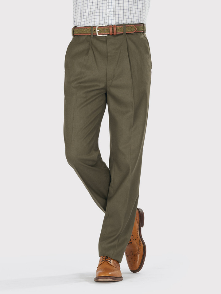 Green Cavalry Twill Wool Trousers