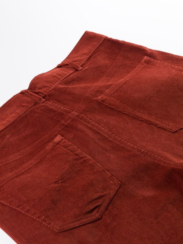 Men's Red Brown Needle Corduroy Jeans Back Pockets