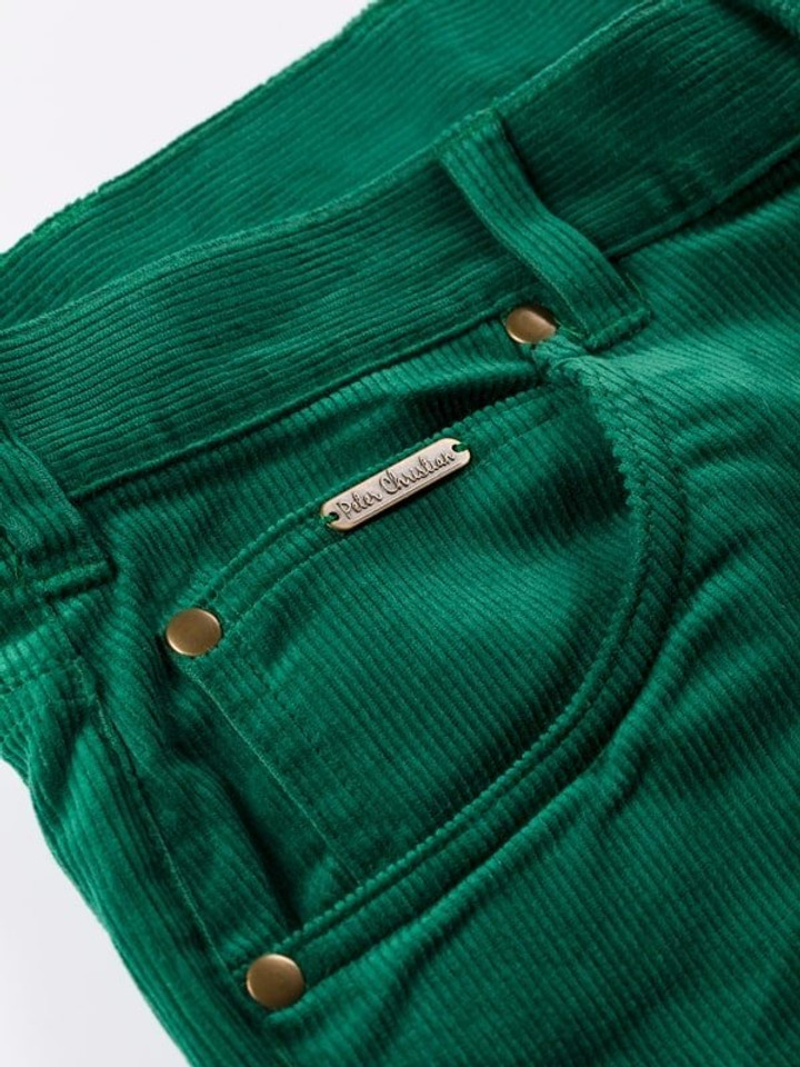 Men's Green Corduroy Jeans Close Up