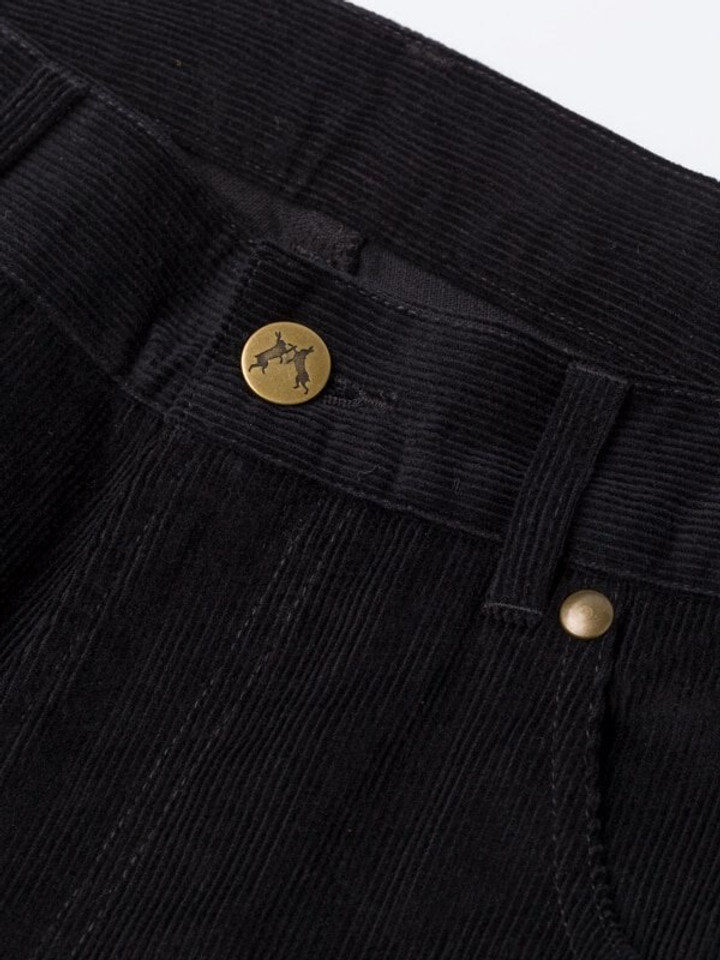 Men's Black Corduroy Jeans Close up of Button