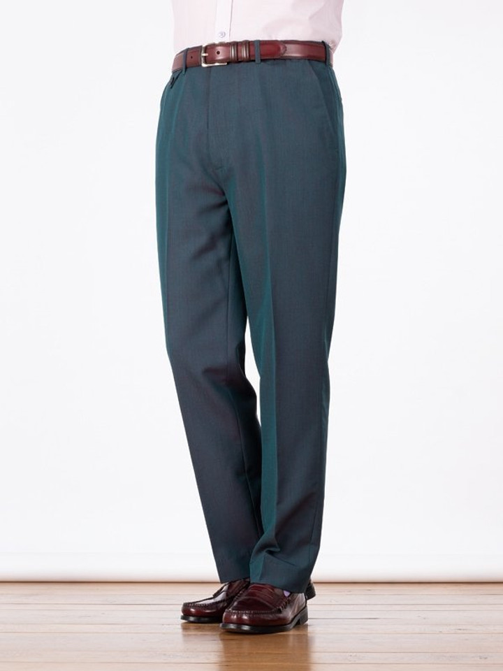 Men's Green Luxury Wool & Mohair Two Tone Trousers