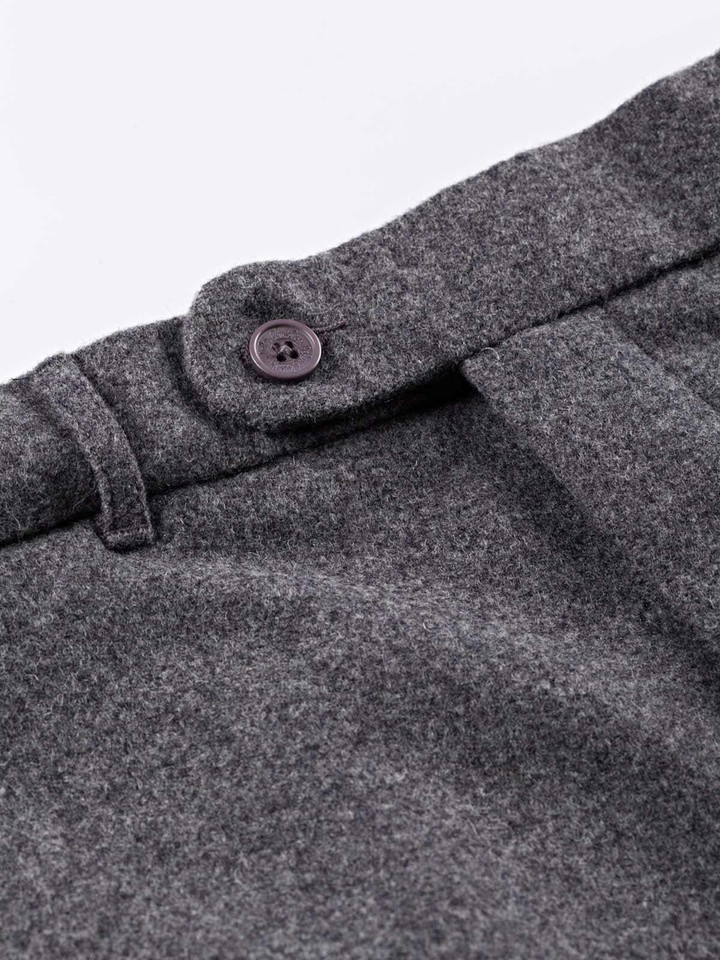 Men's Grey Wool & Cashmere Flannel Trousers French Bearer