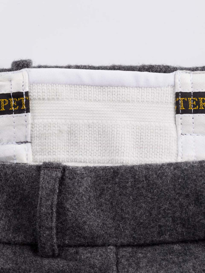 Men's Grey Wool & Cashmere Flannel Trousers Expanding Waistband