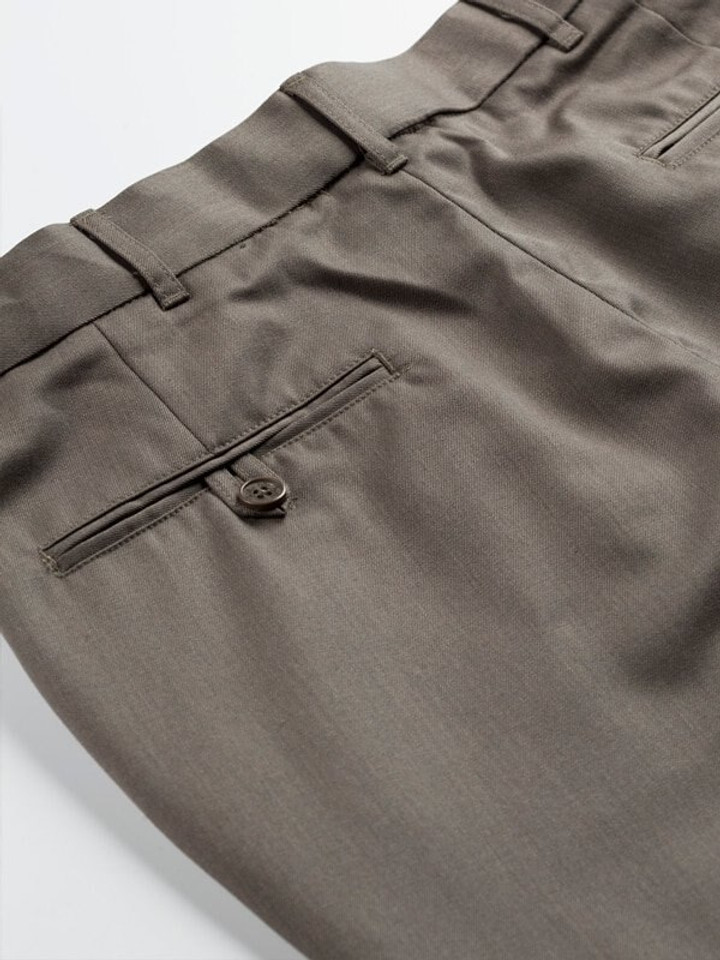 Men's Grey Deluxe Wool & Silk Trousers Buttoned Pocket