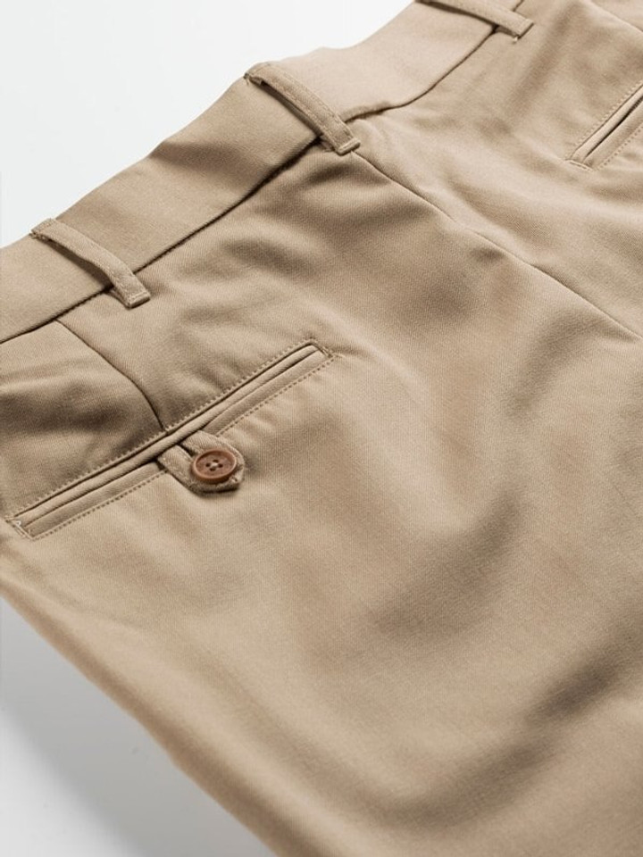 Men's Sand Deluxe Wool & Silk Trousers Buttoned Pocket