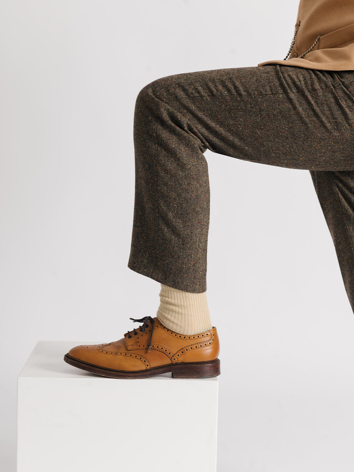 Bronze Fine Donegal Tweed Trousers On Legs