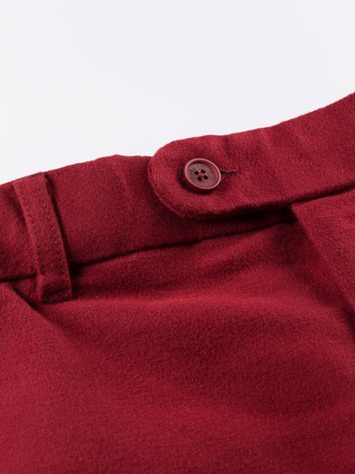 Men's Mulberry Red Moleskin Trousers Waistband Details