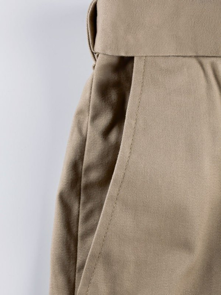 Close Up of Sand Brown Pleated Chino Trousers Fabric