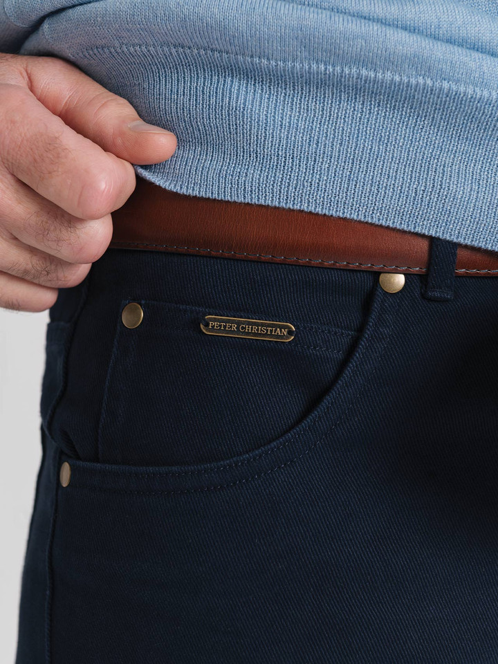 Men's Navy Blue Drill Jeans Pocket