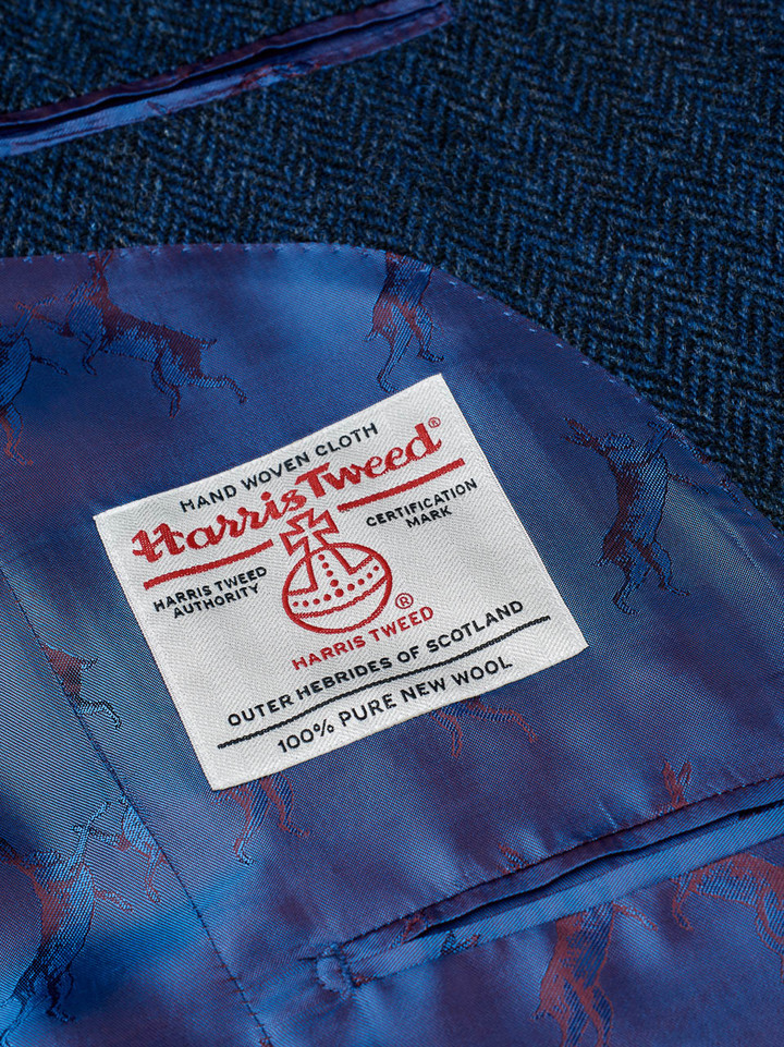 Men's Blue Herringbone Harris Tweed® Jacket Harris Tweed Logo