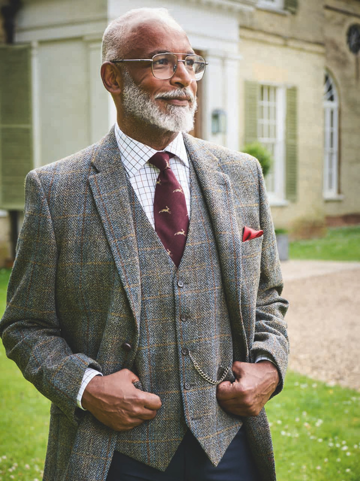 Men's Bronze Brown Green Harris Tweed® Jacket On Model