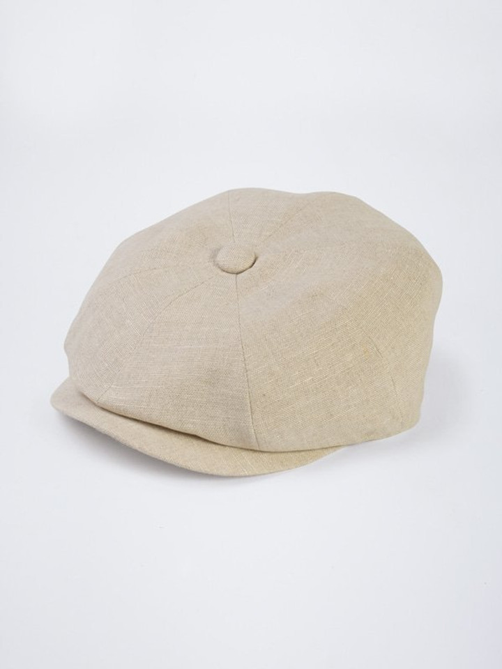 Men's Stone Irish Linen Alfie Baker Boy Cap