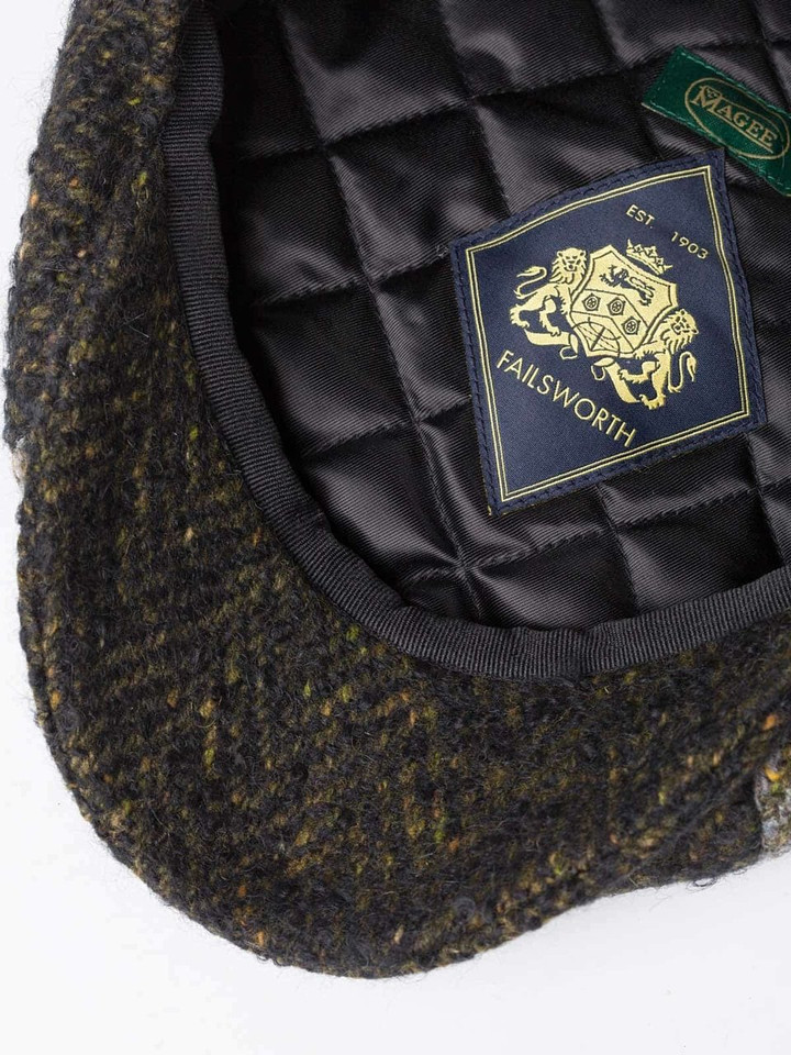 Men's Green Donegal Patch Baker Boy Cap Lining