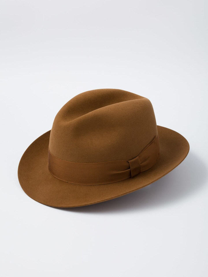 Men's Tan Brown Haydock Fur Felt Trillby Hat