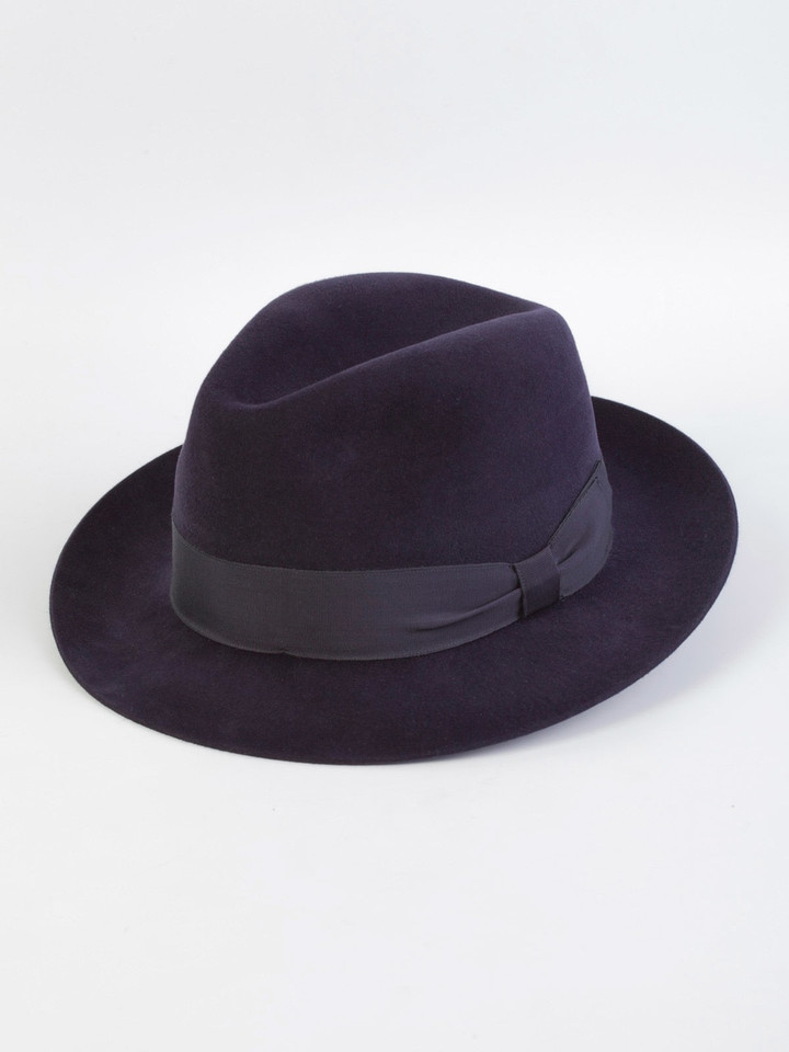 Men's Navy Blue Haydock Fur Felt Trillby Hat