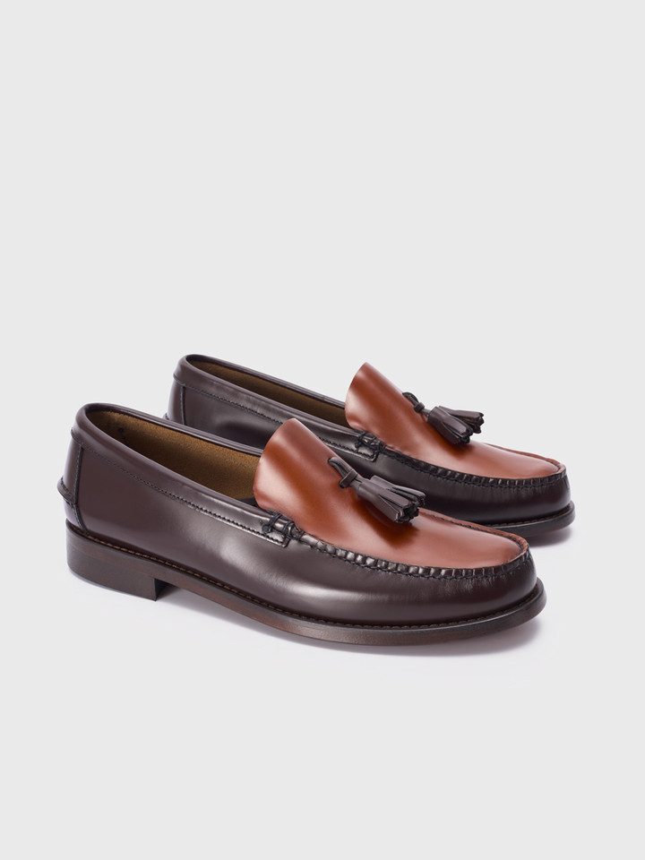 Men's Two Tone Brown Tasselled Loafer