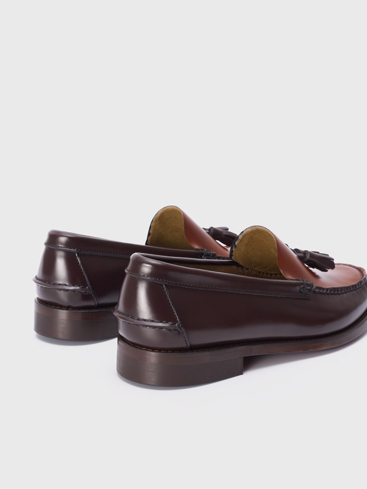 Men's Two Tone Brown Tasselled Loafer - Heels