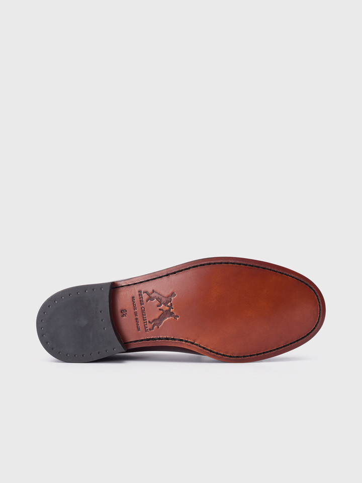 Men's Oxblood Red Tasselled Leather Loafer - Leather Sole