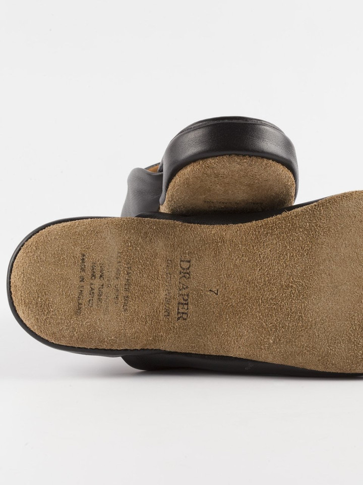 Men's Black Draper Leather Mule Slippers Brushed leather soles