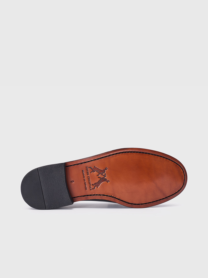 Men's Black Penny Loafer Leather Sole