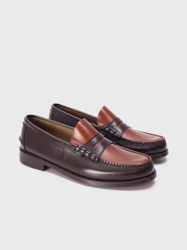 Men's Brown Two Tone Penny Loafer
