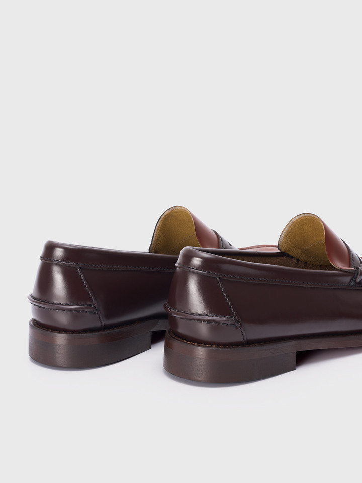 Men's Brown Two Tone Penny Loafer - Heels