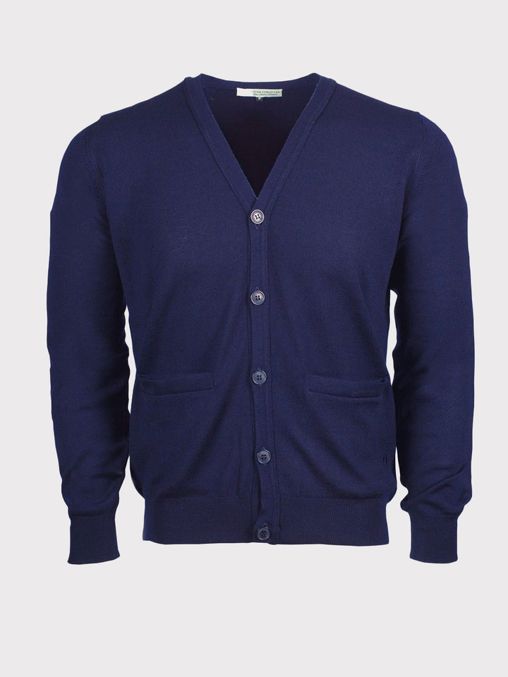 Men's Navy Blue Merino Wool Cardigan
