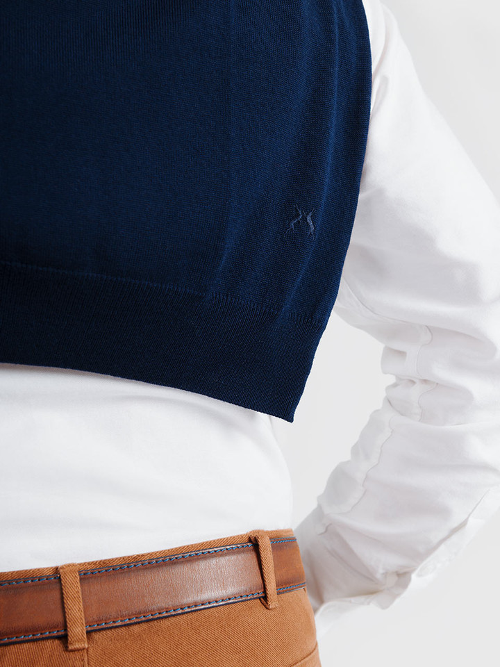 Navy Merino Crew Neck Jumper Hares