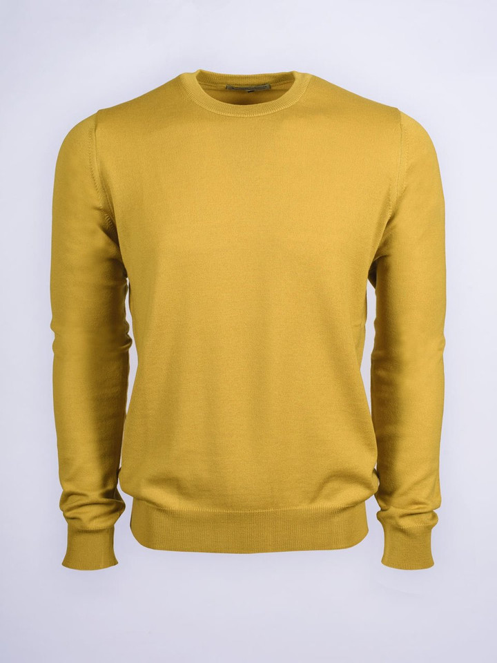 Men's Gold Yellow Merino Wool Crew Neck Jumper