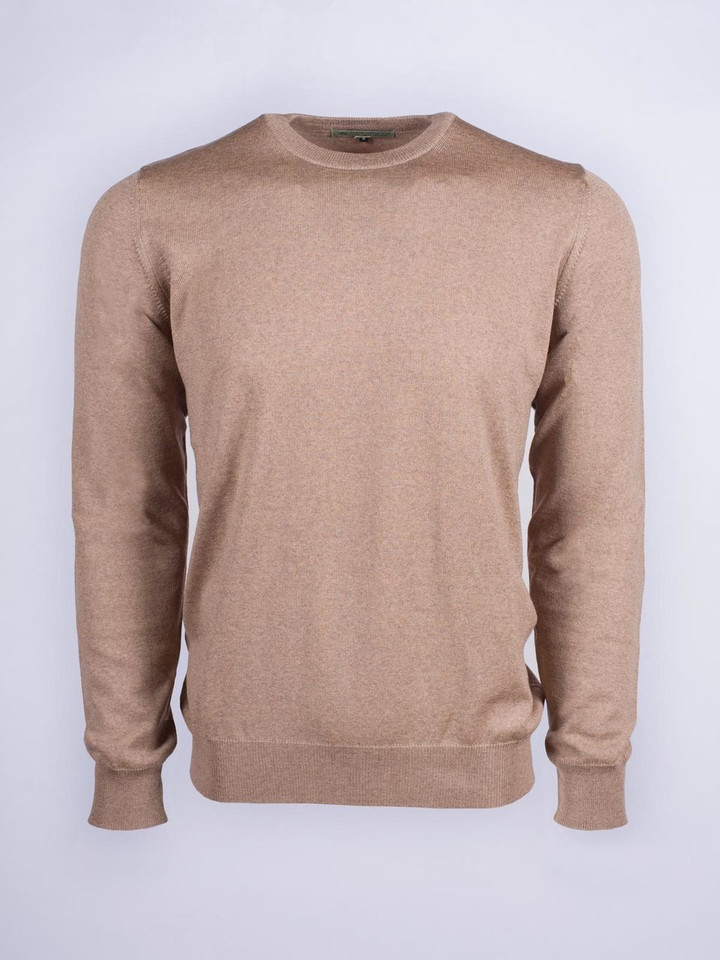 Men's Doe Beige Merino Wool Crew Neck Jumper