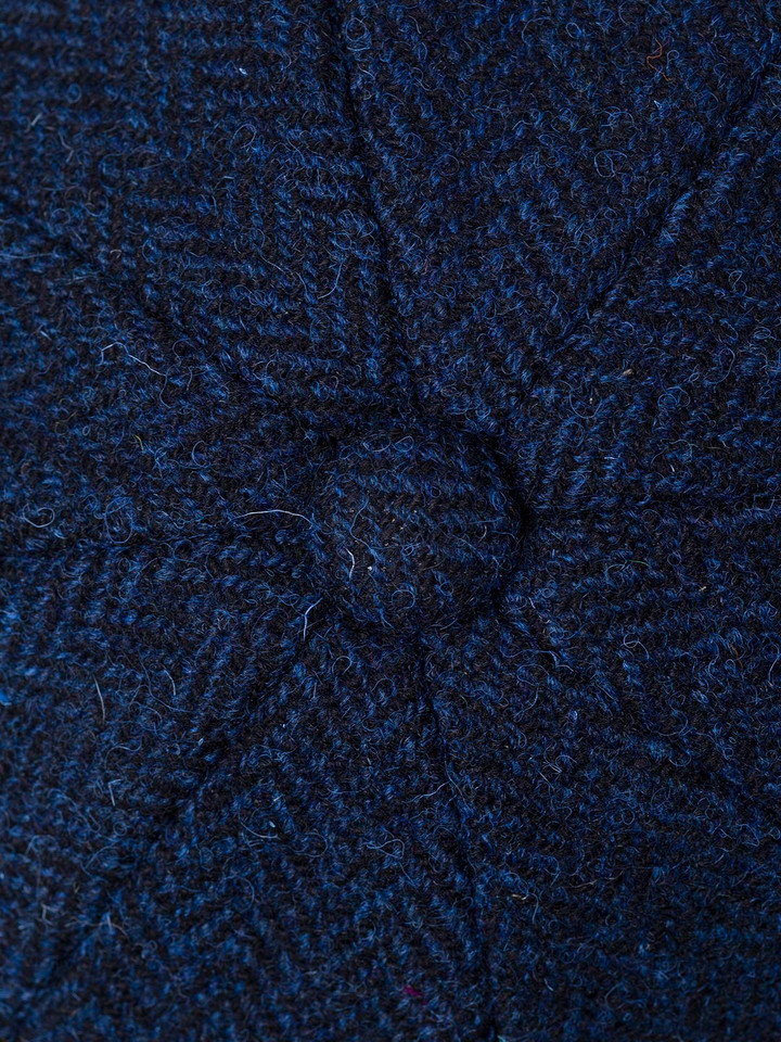 Blue Harris Tweed® Baker Boy Cap Button