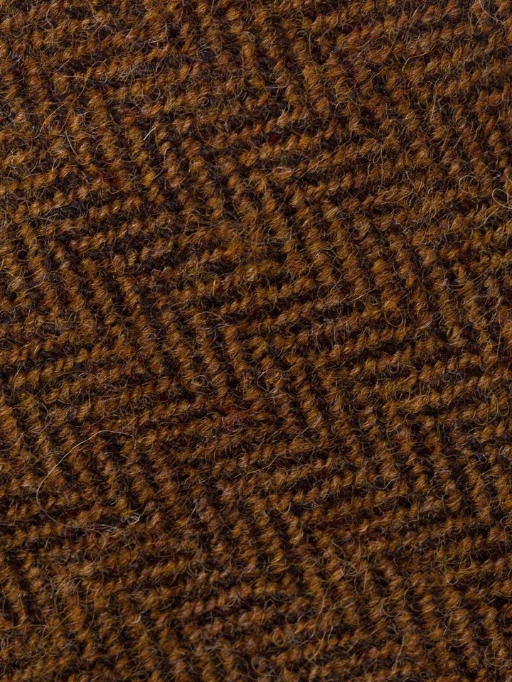 Men's Brown Herringbone Wool Tweed Tie close up