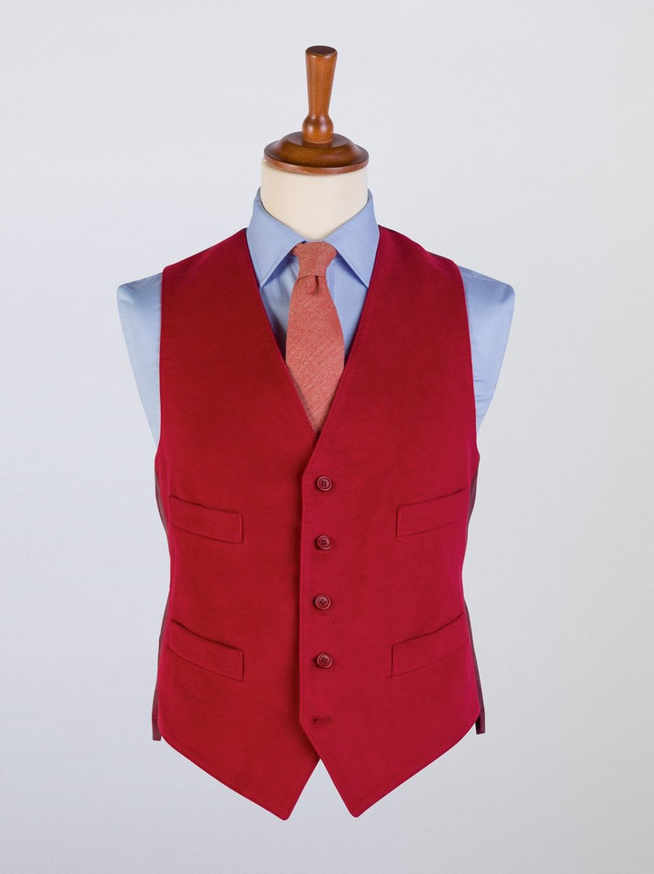 Men's Red Merlin Moleskin Waistcoat