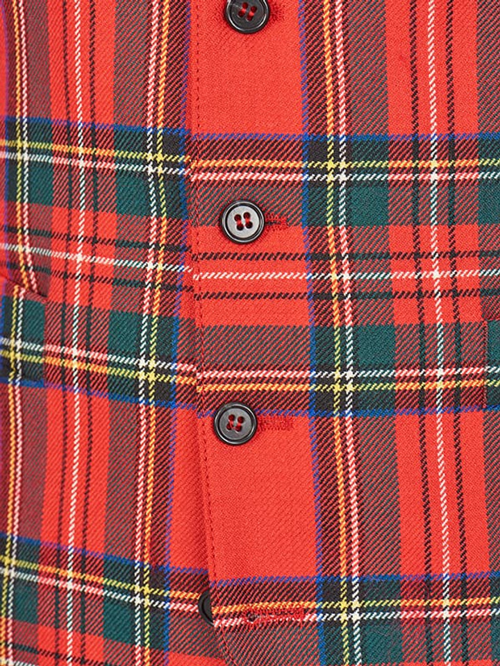 Men's Red Stewart Tartan Waistcoat close up