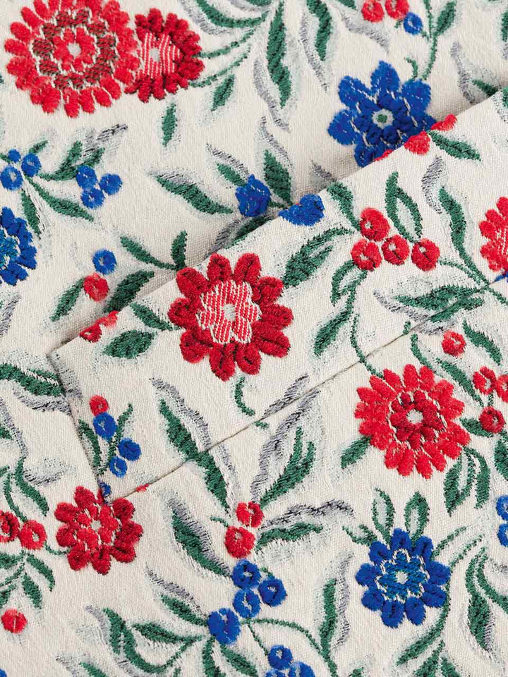 Men's Blue Floral Brocade Waistcoat Close Up