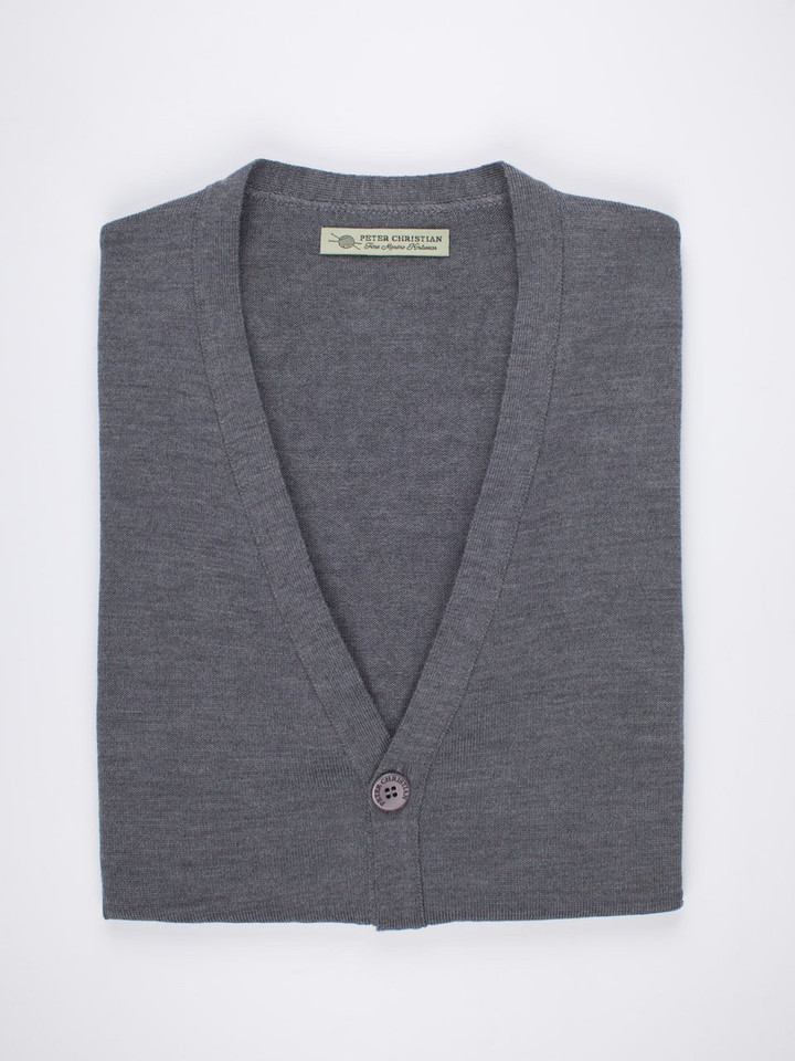 Men's Lead Grey Merino Wool Waistcoat Folded