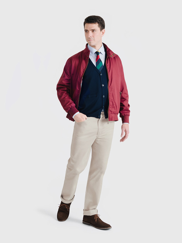 Men's Navy Blue Merino Wool Waistcoat On Model