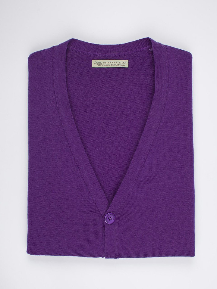 Men's Purple Merino Wool Waistcoat Folded