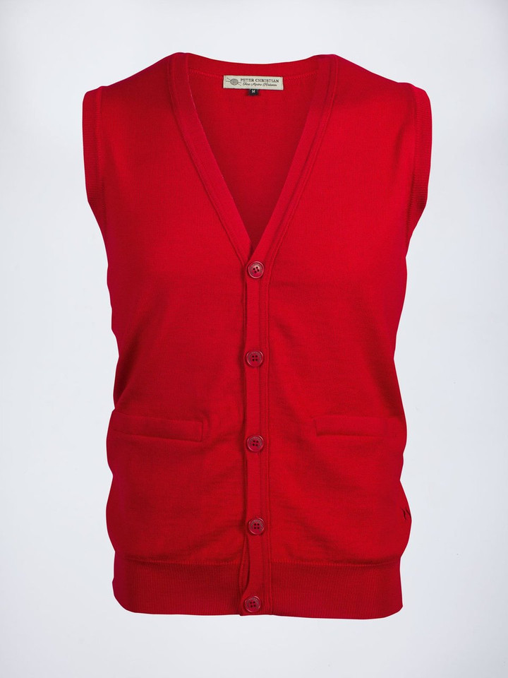 Men's Red Merino Wool Waistcoat