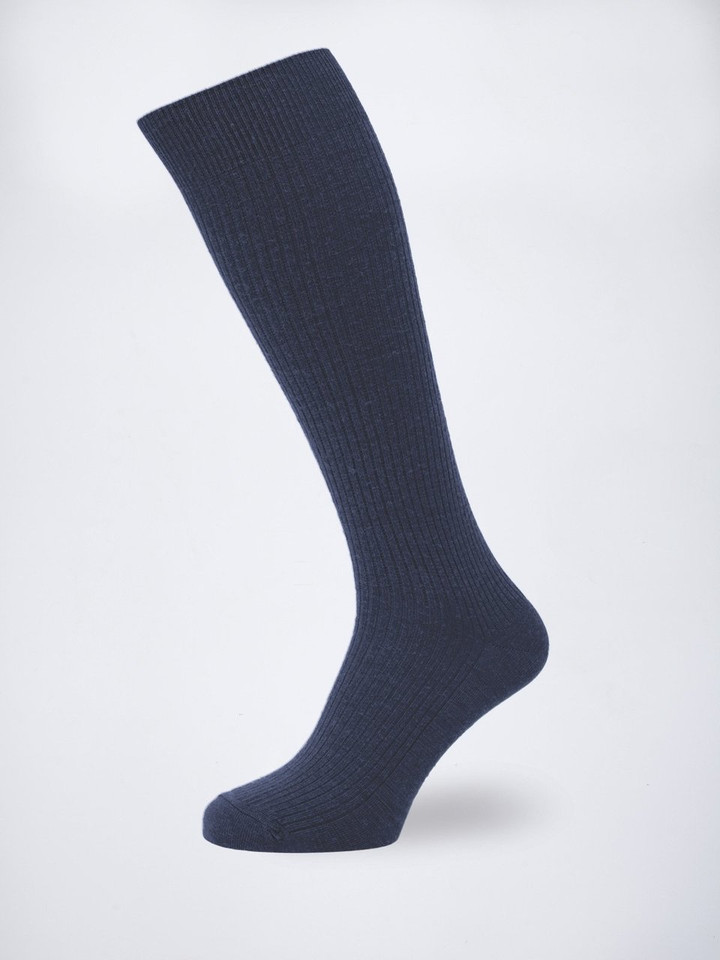 Navy HJ Knee High Wool Rich Socks