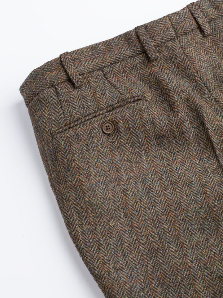 Close Up of Bracken Brown Harris Tweed® Trousers Rear Pocket