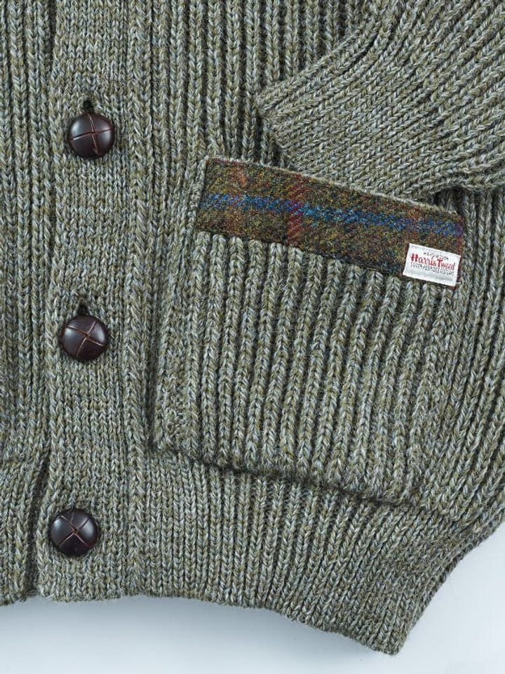 Men's Laird Derby Harris Tweed Cardigan Football buttons